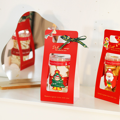 Christmas New Year candy cookie jar packaging box portable glutinous rice boat cookie transparent plastic empty bottle seal