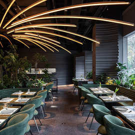 厂家定制餐厅桌椅商用轻奢布艺软包自助海鲜西餐厅酒店餐桌椅组合