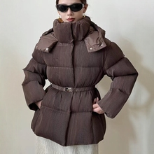 2014冬季新款女士羽绒服褶皱连帽白鸭绒保暖时尚百搭短款外套女