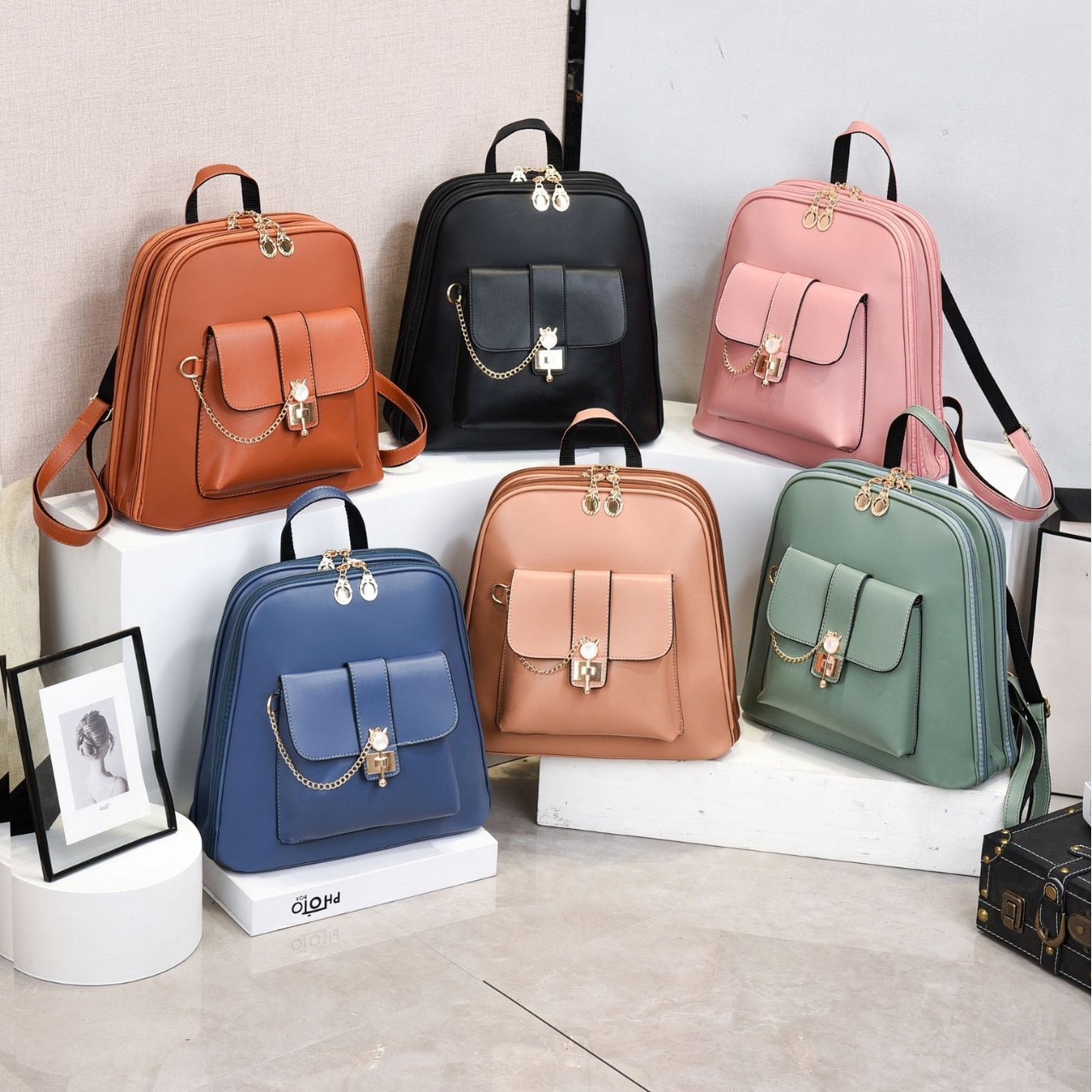 Taizhou bolsas de mujer mochila de moda de mujer atmósfera de color sólido textura mochila bolsas de mochila