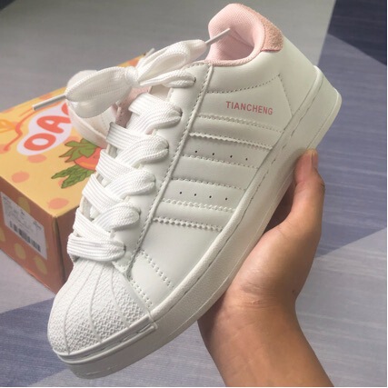 2024 Summer New Style National Trend Shell-Toe White Sneakers Campus Cute Style Girls' Sneakers