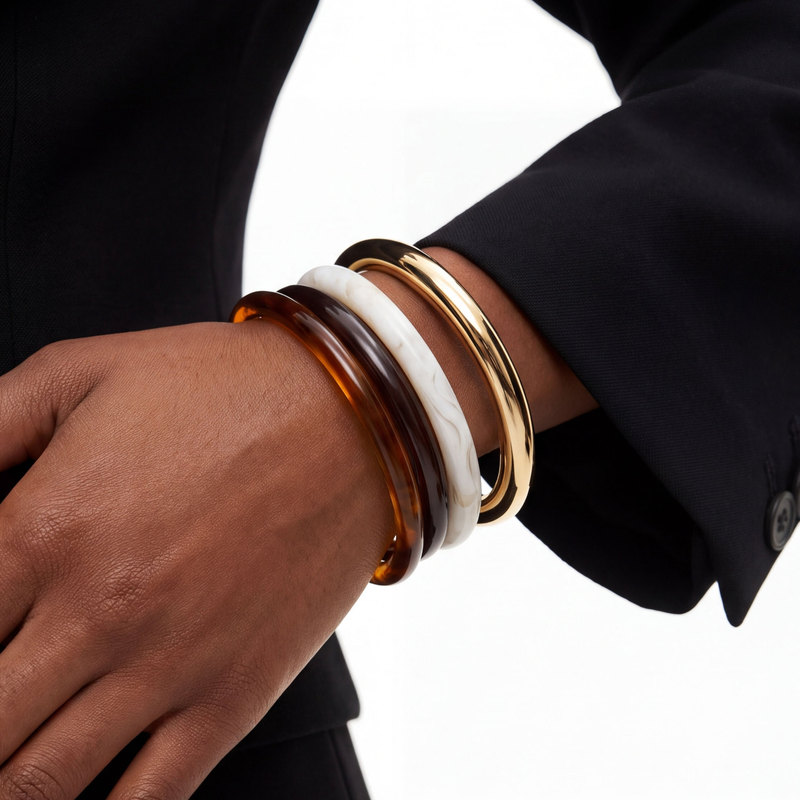 Cross-border best-selling thin resin bracelet set for women, featuring a fashionable, minimalist, and sophisticated geometric design Cross-border best-selling thin resin bracelet set for women, featuring a fashionable, minimalist, and sophisticated geometric design