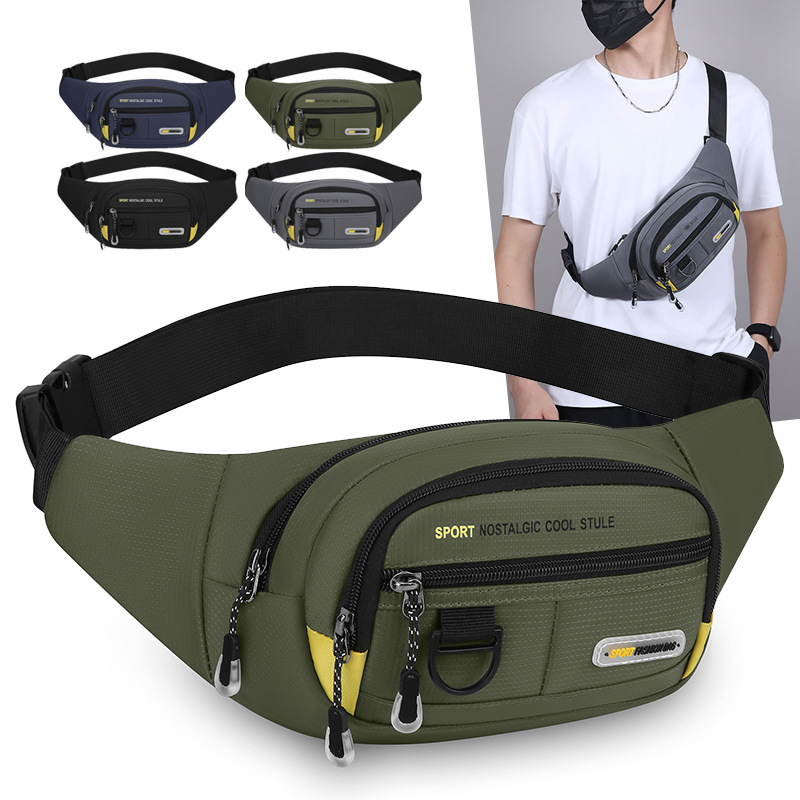 2026 New Multifunctional Outdoor Sports Waist Bag for Men, Multi-layer Crossbody Shoulder Bag, Oxford Fabric, Fashionable and Trendy