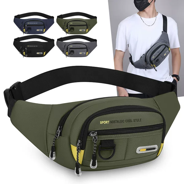 2026 New Multifunctional Outdoor Sports Waist Bag for Men, Multi-layer Crossbody Shoulder Bag, Oxford Fabric, Fashionable and Trendy