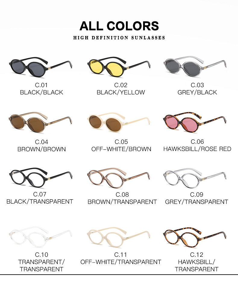 30g Weight Full Frame Glasses Structure Sunglasses Classification Ac, UV400 Protection Lens Material Oval Frame Glasses Style Holiday, Travel Occasion Solid Color Pattern All Seasons Season Unisex Gender Retro, Simple Style Style Retro Simple Style Solid Color Ac UV400 Protection Oval Frame Full Frame Women's Sunglasses 6