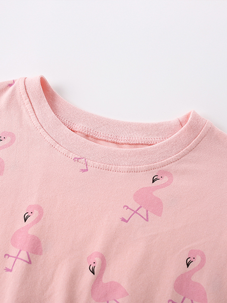 Malwee traje para niñas otoño nuevo estilo para niños pequeños y medianos cuello redondo manga larga estilo occidental estampado cintura elástica pantalones de dos piezas