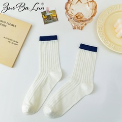 襪子女夏季薄款多巴胺中筒襪夏天彩色全棉長筒襪日系純棉堆堆襪女