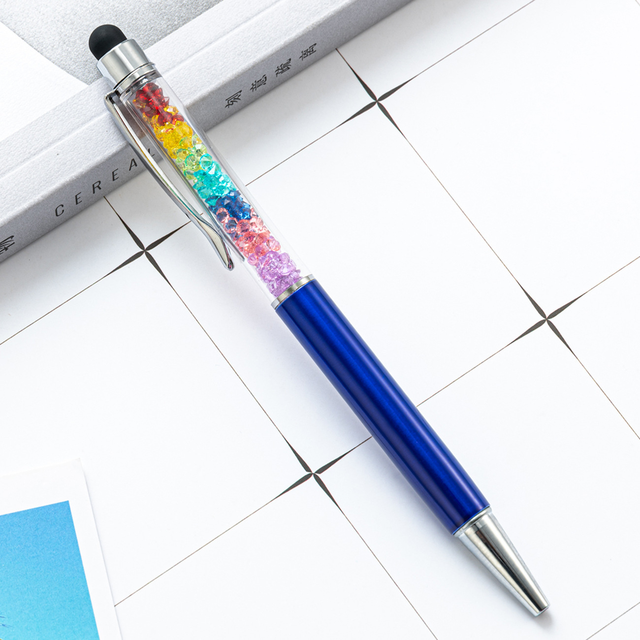 Corea del Sur creativo nuevo arco iris negro lápiz táctil lápiz táctil con pantalla de capacitancia para teléfonos móviles escritos a mano en stock