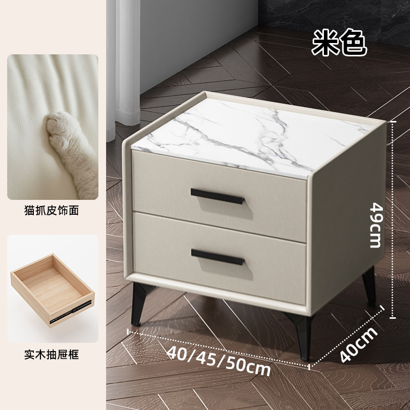 Mesa de cabezal de cama de madera sólida de corteza de roca simple gabinete de lado de la cama moderno pequeño gabinete de lujo pequeño almacenamiento dormitorio doméstico