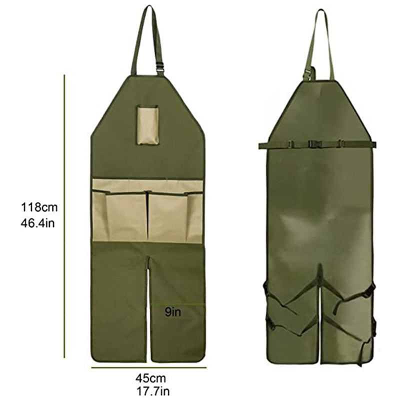 Amazon Oxford tela delantal Halter jardinería jardín poda multi-Bolsillo color a juego alargado pierna delantal al por mayor