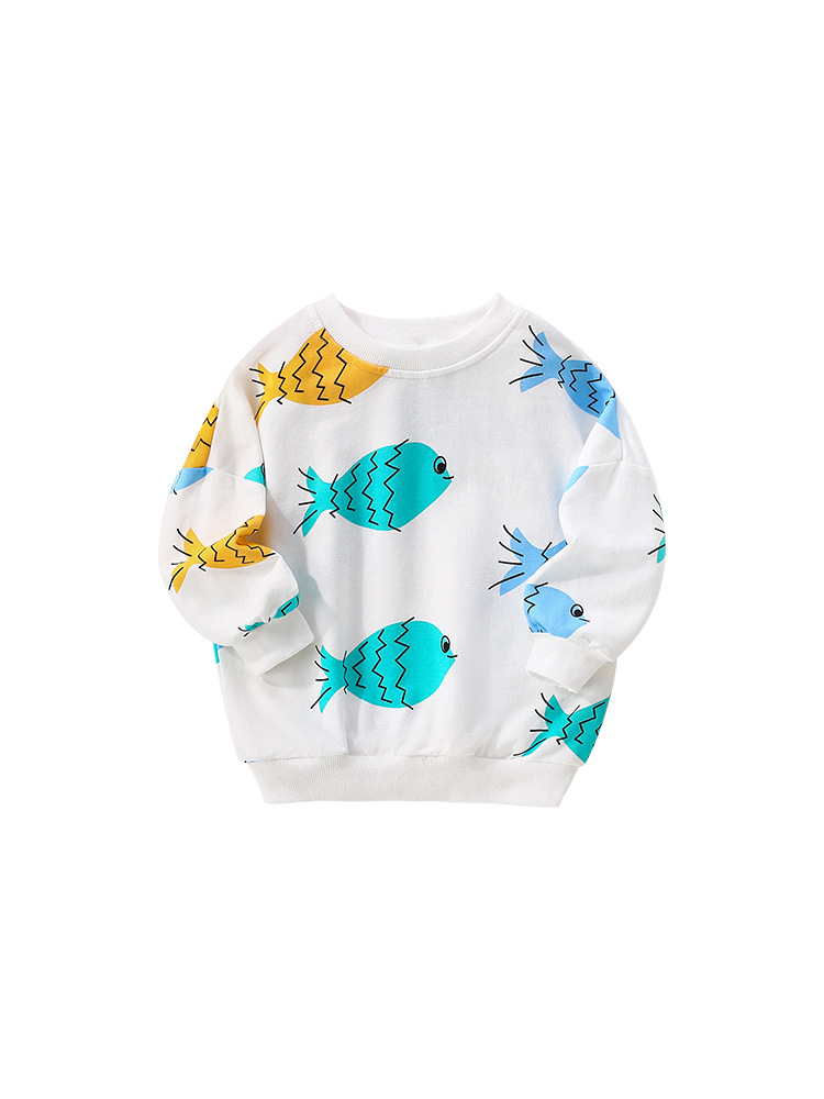 Malwee Child Sweater Otoño nuevo estilo europeo y americano de impresión de aire extranjero camiseta de cuello redondo para niños chaqueta