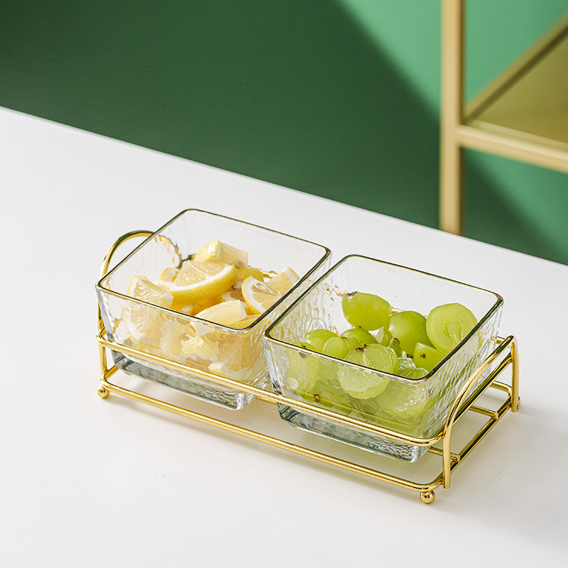 Vidrio separado fruta plato comercial merienda plato bar pie baño Club KTV rejilla plato con tapa