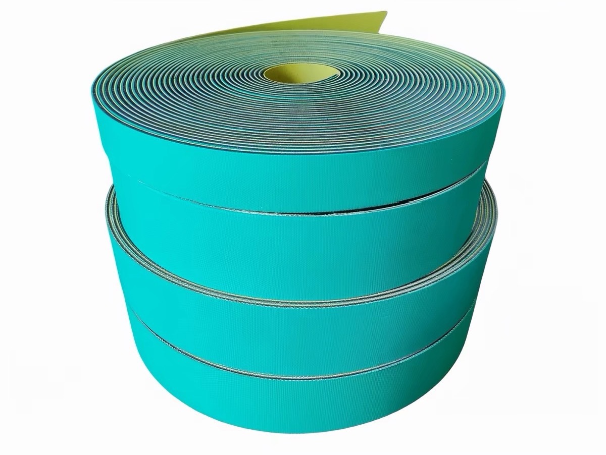 Rubber high-speed wear-resistant flat belt for textile industry, yellow-green nylon synchronous belt resistant to acid and oil