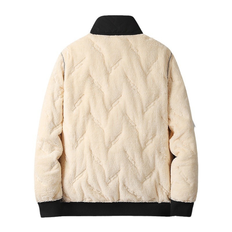Popular Winter Men's Fleece Thickened Stand-up Collar Jacket Lamb Fleece Cotton Clothes Jacket Business Gift_voghion.com