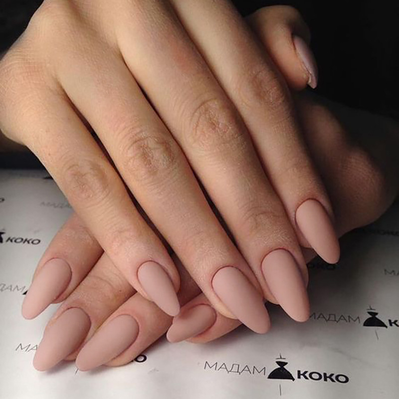 Autumn and Winter Light Pink Frosted Manicure Wearable Nails Ins Influencer Picks Nails Cross-Border Fake Nails