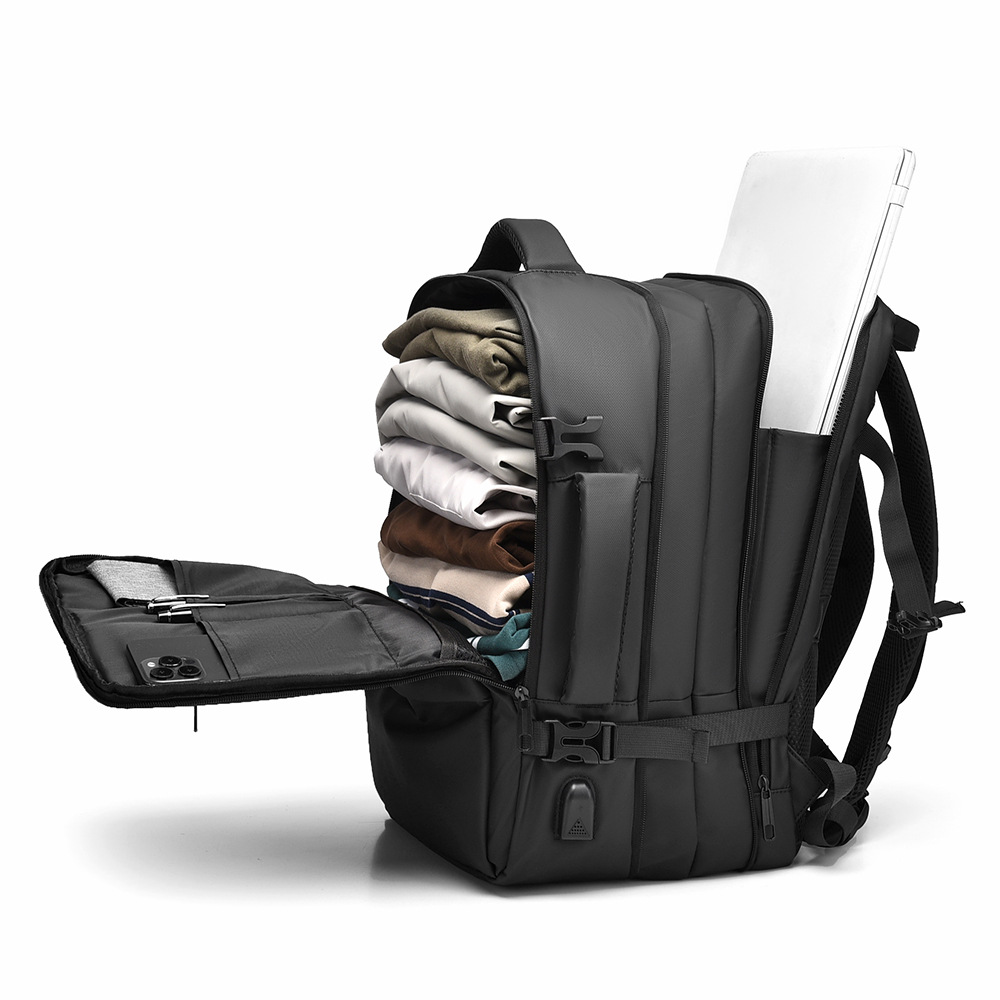 Mochila de hombro simple de color sólido 2025, bolsa de negocios expandible de gran capacidad, bolsa de viaje de viaje casual