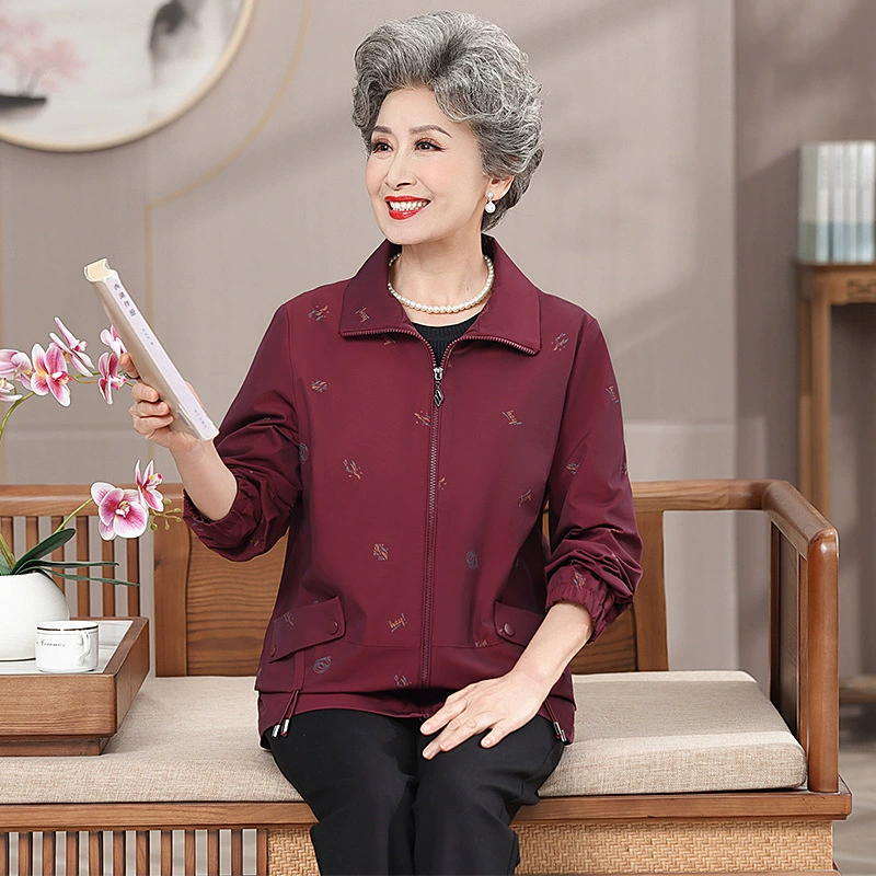Бабушка Весенняя ветровка пальто старая леди одежда среднего возраста мама весна и осень Благородная короткая куртка с лацканами Топ Новинка