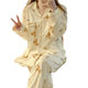 Cross-border French Cream Bear Printing New Home Clothes Spring and Autumn Long Sleeve Pants Pajamas Women's Outwear Wholesale