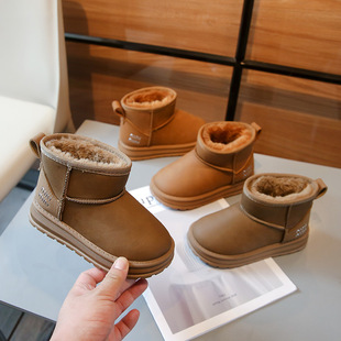 Girls Cotton Shoes 2024 Autumn and Winter New fleece-lined Short Cotton Boots Large Boys Thickened Waterproof Non-slip Snow Boots