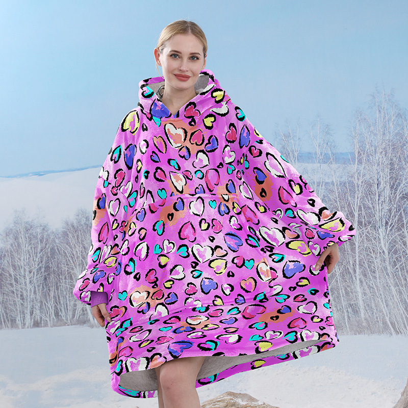 Pijamas transfronterizos engrosados de doble capa perezoso puede usar manta perezosa de franela perezoso con capucha pijamas de doble capa perezoso desgaste exterior