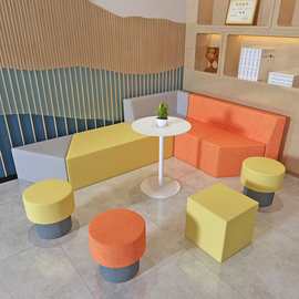 儿童医院大厅等候区可移动长条形现代简约学校图书馆创意梯形沙发