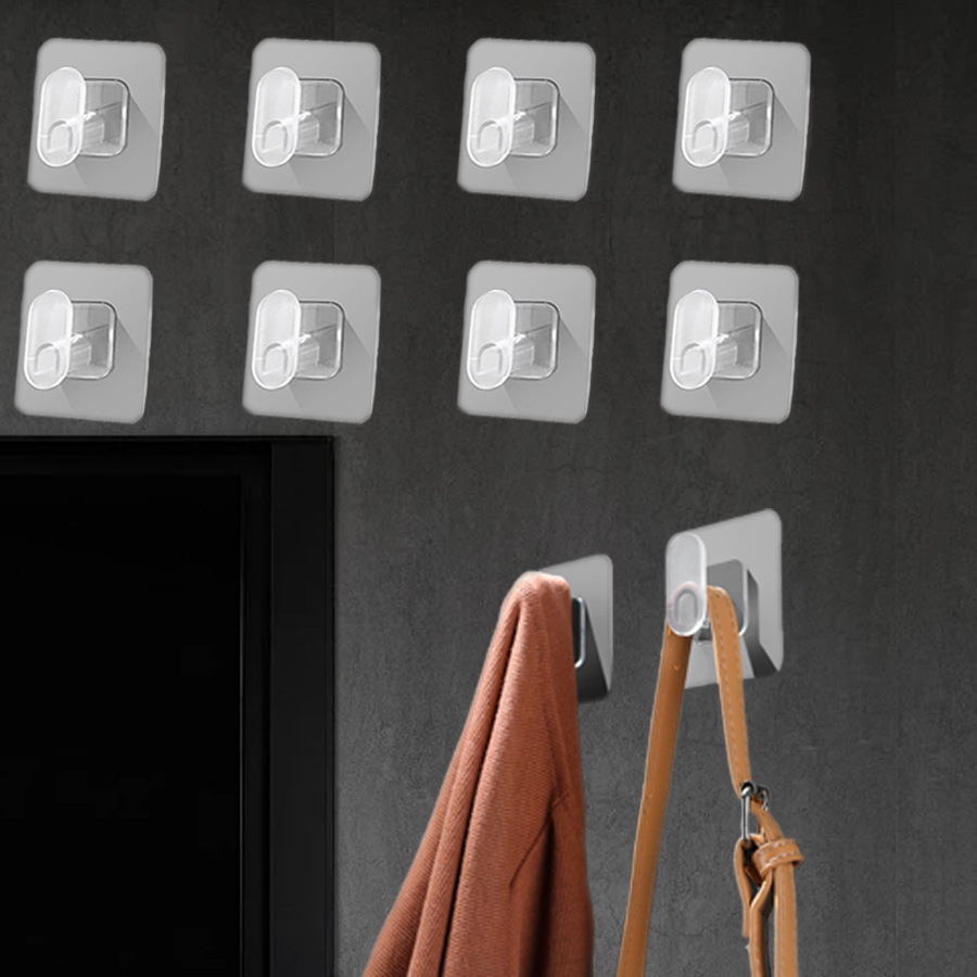 Large-sized, seamless, strong coat hook for kitchen and bathroom, transparent pattern, load-bearing, creative adhesive hook pic 4