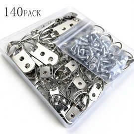 银色D形环图片挂钩带螺丝套件40个单孔和20个双孔挂钩带80个螺丝