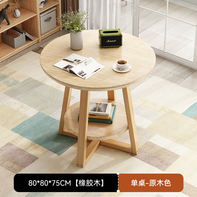 Mesa redonda de madera sólida, mesa de recepción para reuniones comerciales, mesa de comedor casera simple, mesa de comedor y silla de café y té.