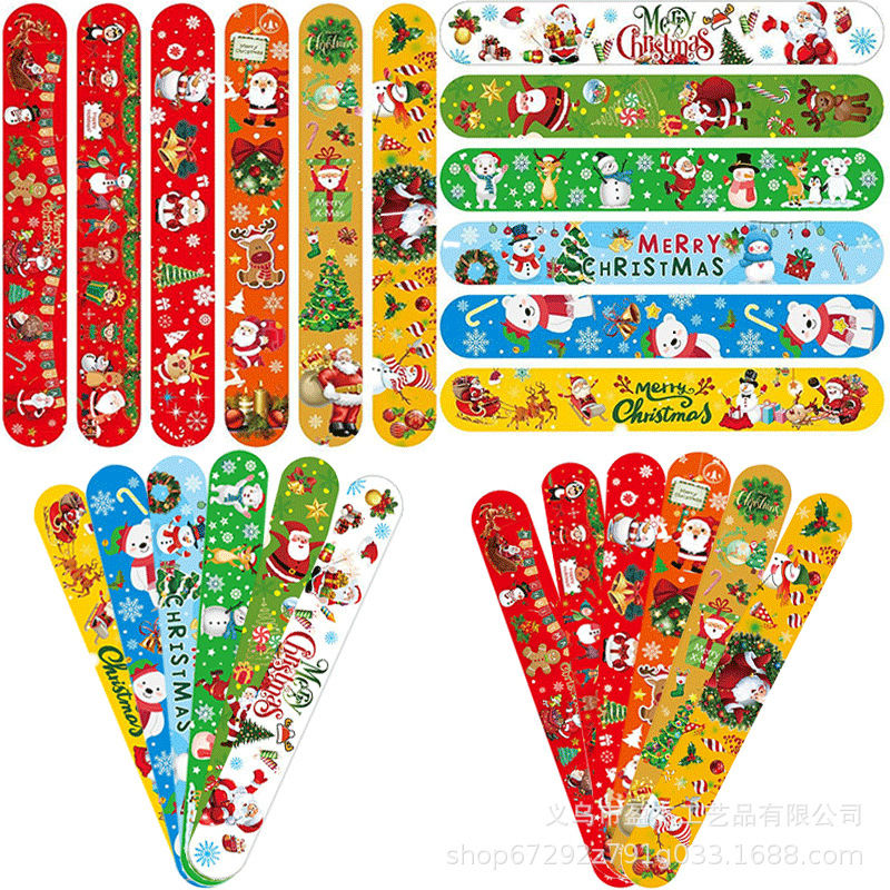 Fiesta temática creativa de Navidad de dibujos animados con pulsera decorativa para niños de PVC