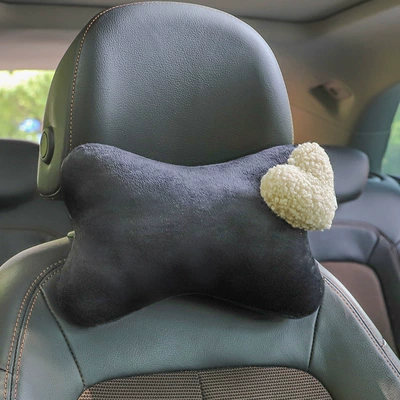 Pillow, Heart, Headrest - black-beige-love-single-pack