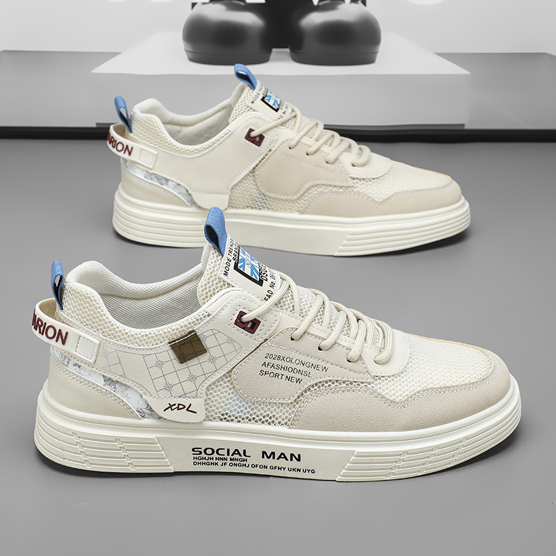 Zapatillas Deportivas Transpirables de Malla para Jóvenes, Estilo Universitario, de Caña Baja, con Bloques de Color, Retro, Casuales, para Hombre, Moda Primavera 2026