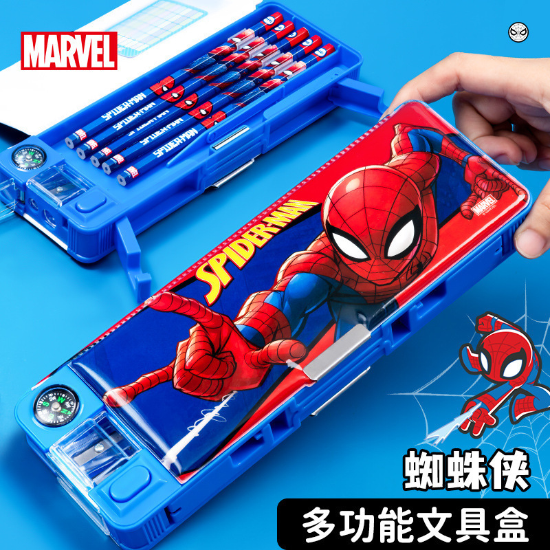 Disney (Disney) Pen Box Spider-Man Multifunctional Stationery Box Primary School Plastic Pencil Box Double-Sided Disney (Disney) Pen Box Spider-Man Multifunctional Stationery Box Primary School Plastic Pencil Box Double-Sided