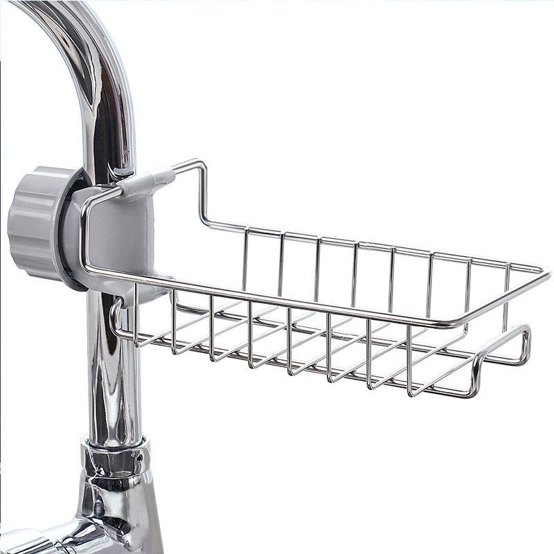 Faucet Rack Kitchen Stainless Steel Sink Storage Rack Household Sponge Rag Dishwashing Drain Rack Hanging Basket