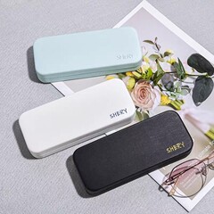 新しい正方形のメガネの箱の卸売りの潮流の韓国版の高級な復古の小さい清新な圧力の携帯の印のlogo