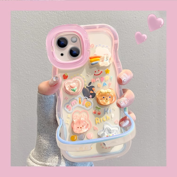 Suitable for Apple 15 Pro Max Phone Case, New Women's Model iPhone 14/13 Gradient Frog Flower Doll Bench Design