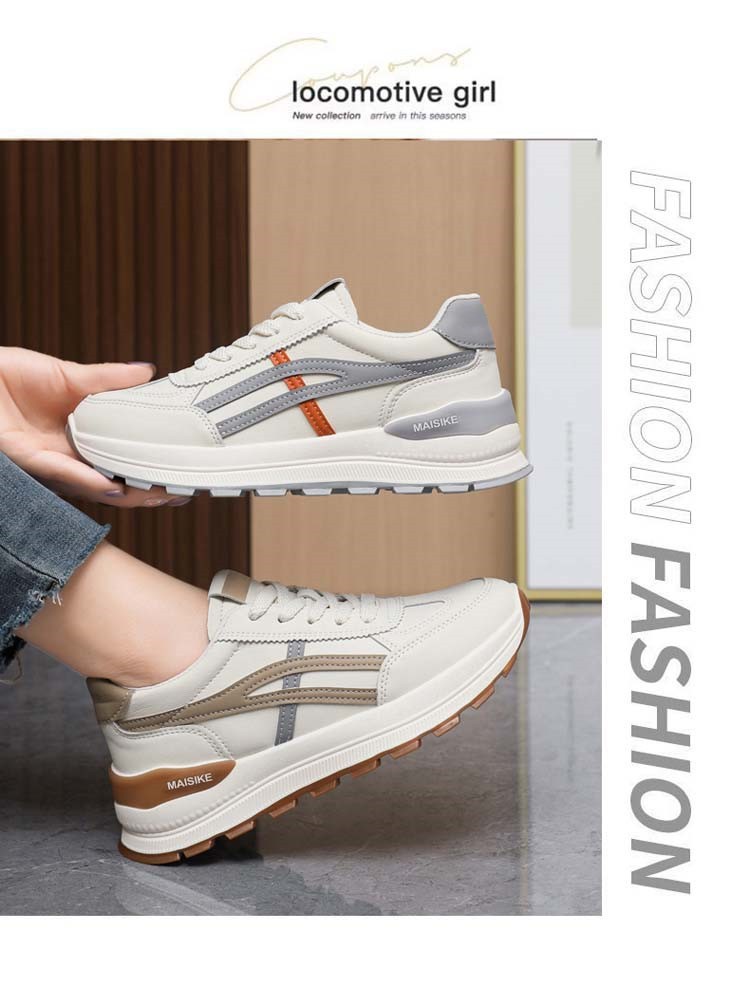 Fashionable 2026 New Model Sports Versatile Soft-soled Student Running Casual Shoes Soft Leather Women's White Sneakers_vogvips.com