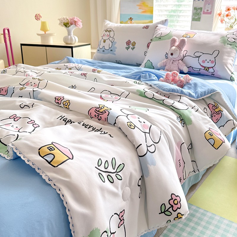 A級夏用ウォッシュドコットンサマーキルト、エアコン用掛け布団、寮用シングル、子供用薄型、洗濯機で洗えるキルト芯、抗菌