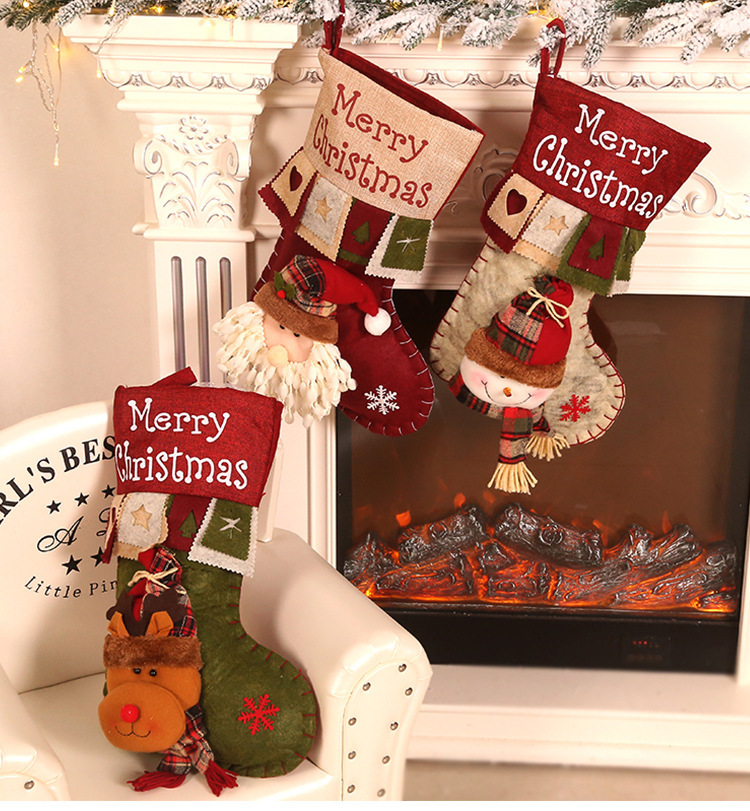 Christmas Fashion Santa Claus Snowman Elk Cloth Banquet Christmas Socks 1 Piece display picture 2