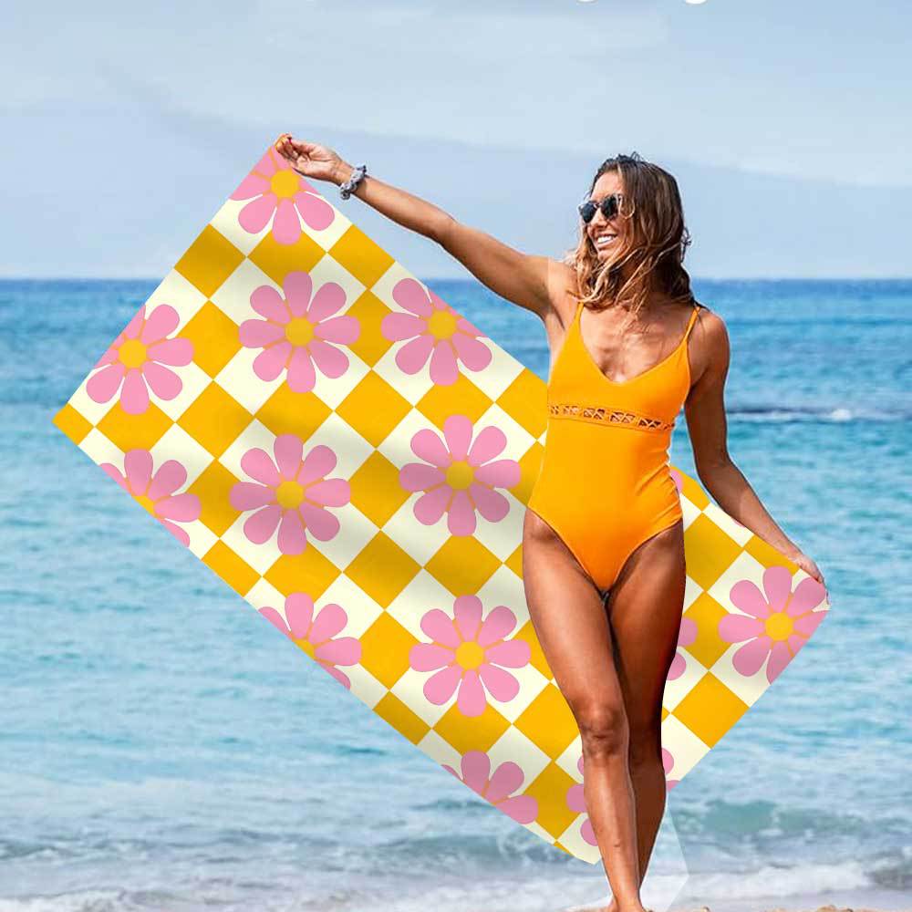 220g Weight Beach towel Home Textiles & Decor Type Superfine Fiber Material Heart Shape, Smiley Face, Flower Pattern Cute Style Cute Heart Shape Smiley Face Flower Superfine Fiber Beach Towel Towels 3
