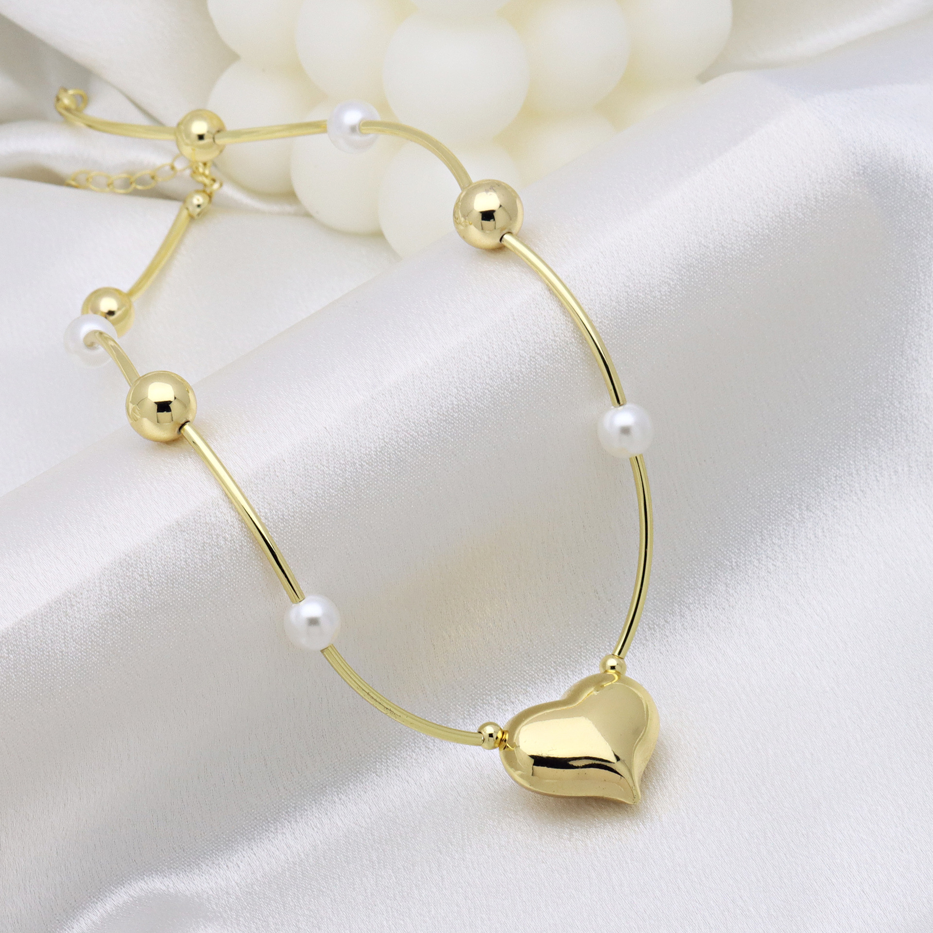 Zircon Inlay Material Copper Beaded Pearl Inlay Star Heart Shape Bow Knot Zircon Pendant Necklace
