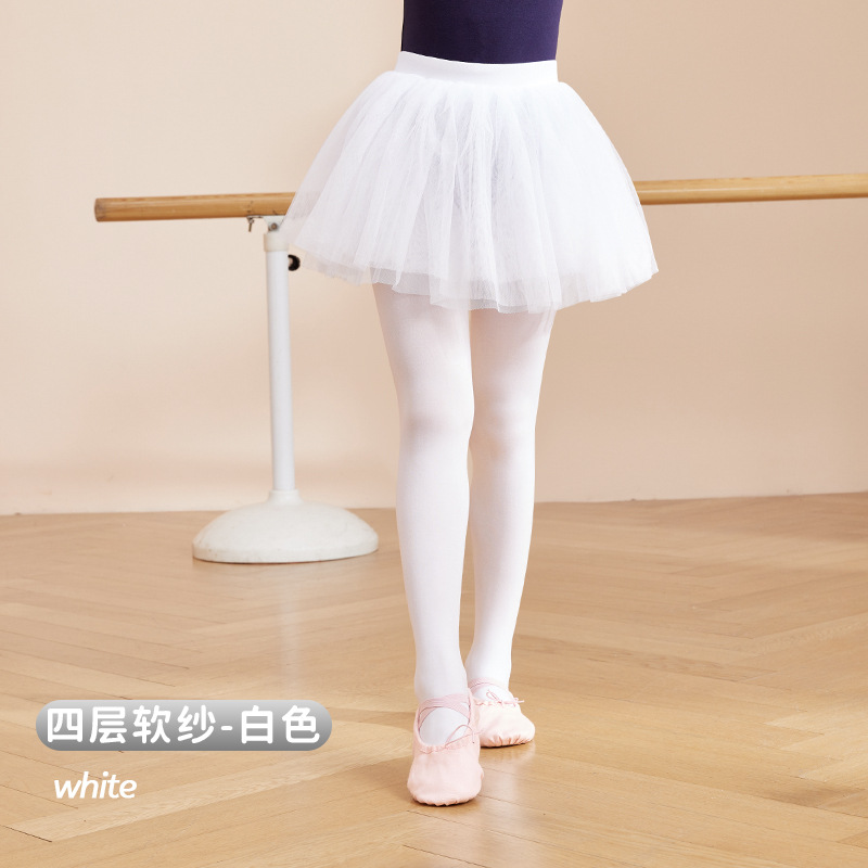 Falda de baile para niños falda de ballet princesa falda mullida práctica falda de malla elástica suave Falda de baile de rendimiento para niñas