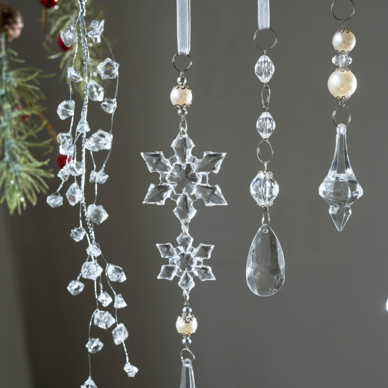 越境新品クリスマスツリー装飾雪花水滴ペンダントクリスマス透明アクリル雪花アクセサリーペンダント|undefined