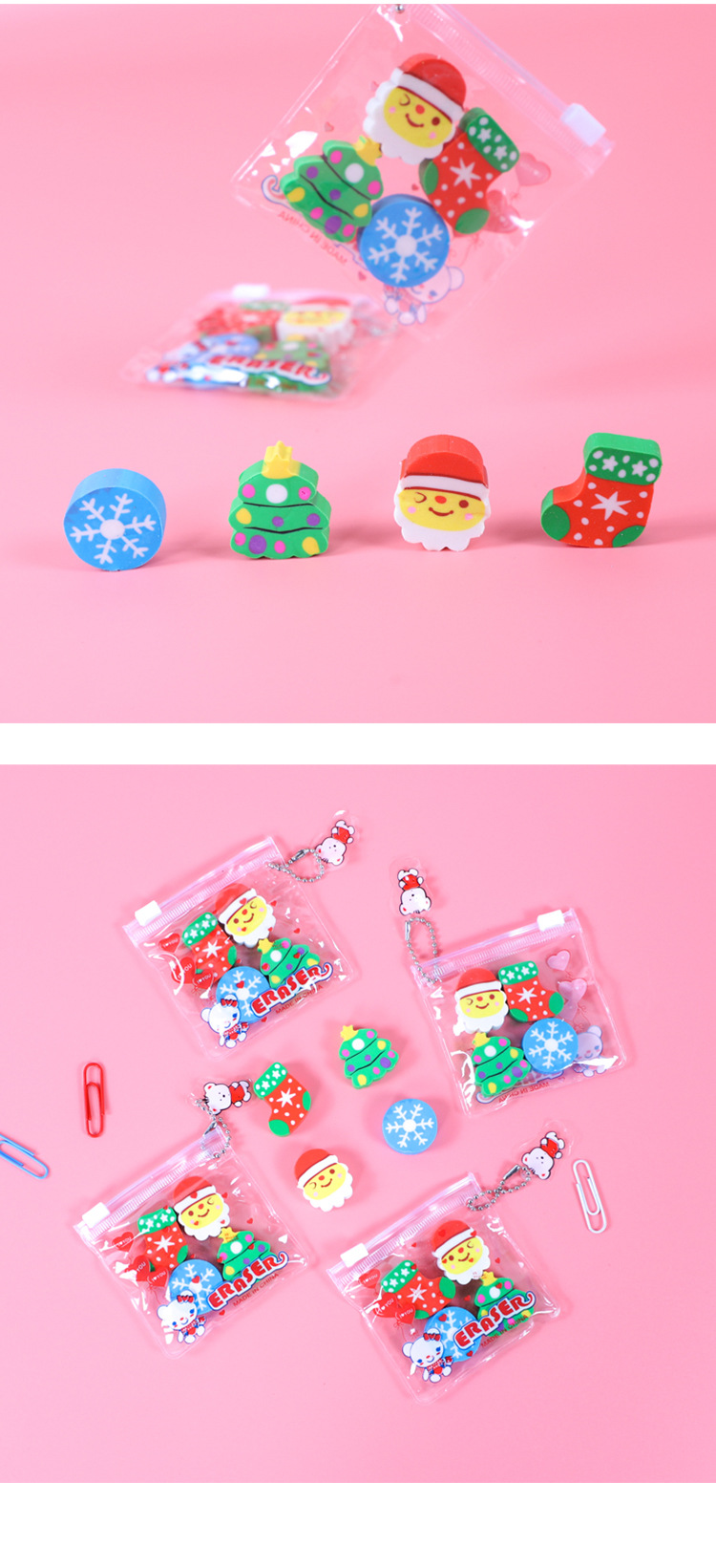 New Zipper Bag Eraser Student Stationery Christmas Gift 1 Set display picture 2