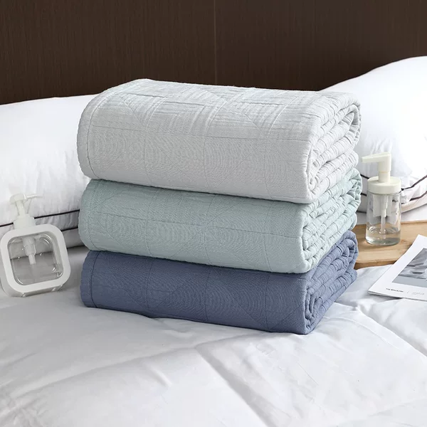 Tuqiang Cross-Border All-Cotton Plain Simple Throw Blanket Comfortable Breathable Nap Blanket Pure Cotton Towel Blanket Wholesale