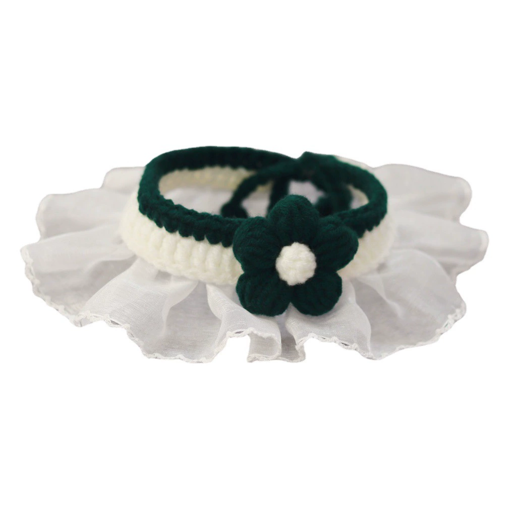 Кружевной шейный нагрудник для домашних животных кошачий нагрудник кошачий нагрудник для домашних животных ошейник шерстяной цветок вязаный кружевной нагрудник