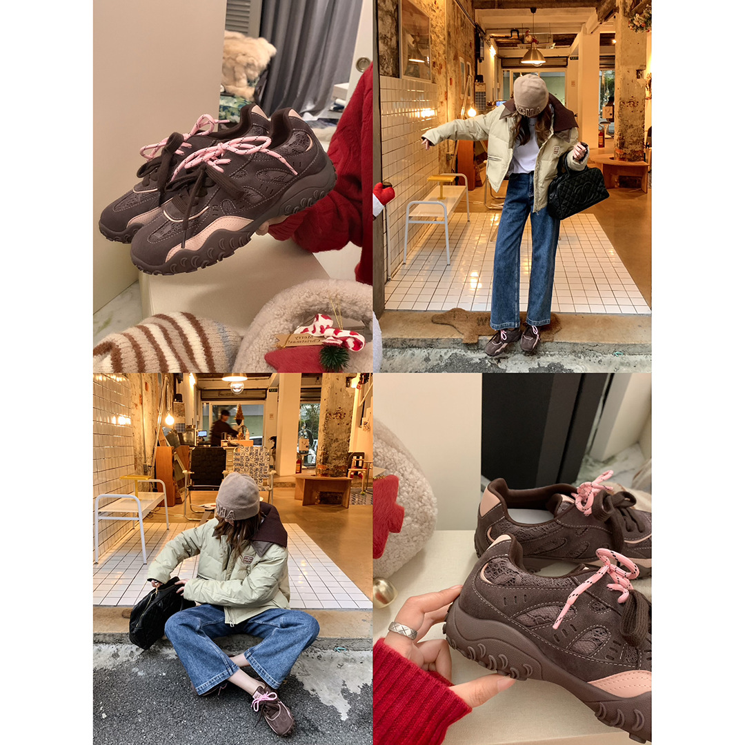 Versión de piel de vaca de la uva madre con el ballet de media luna aumentando la altura de los zapatos casuales de bolos de entrenamiento de la mujer zapatos Gump