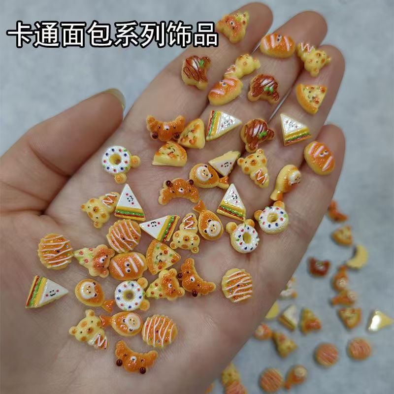 New Cartoon Simulation Food Play Bear Bread Cute Resin Pizza Donut Hairpin Accessories DIY Accessories