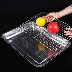 Stainless Steel Oil-Draining Tray with Filter Mesh, Square Tray with Net Rack, Drainage Dish, Rectangular Trays, Water-Draining Pans, Oil-Filtration Dishes, BBQ Trays