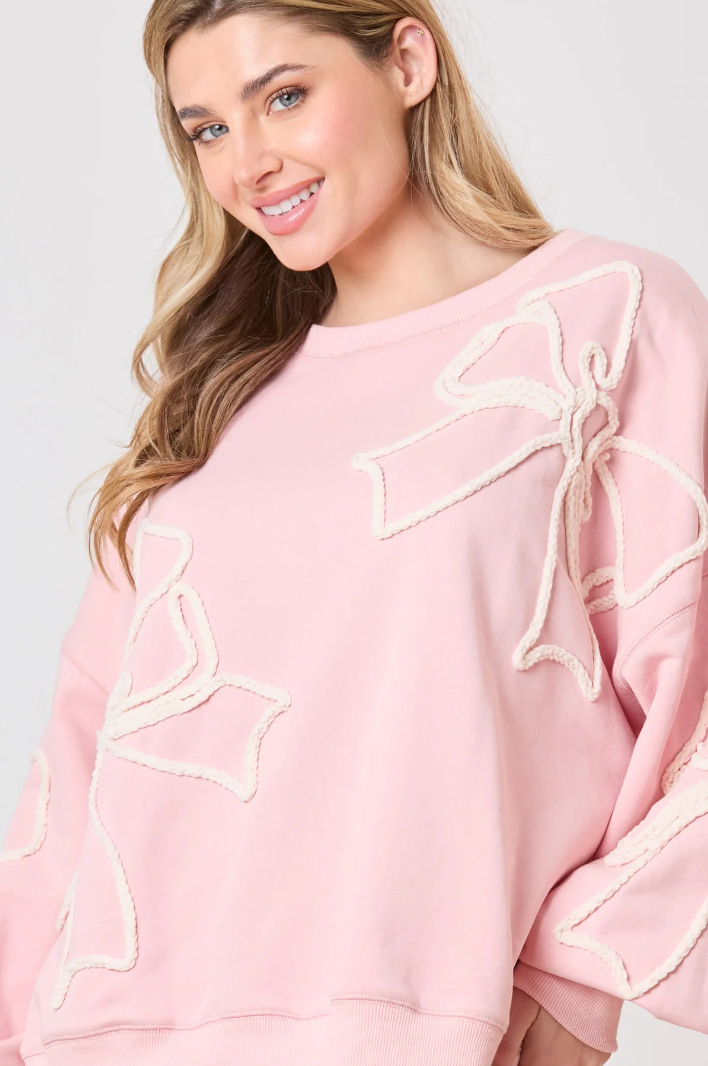 Women's Casual Bow Detail Mid Length Sweatshirt For Everyday Wear_voghion.com