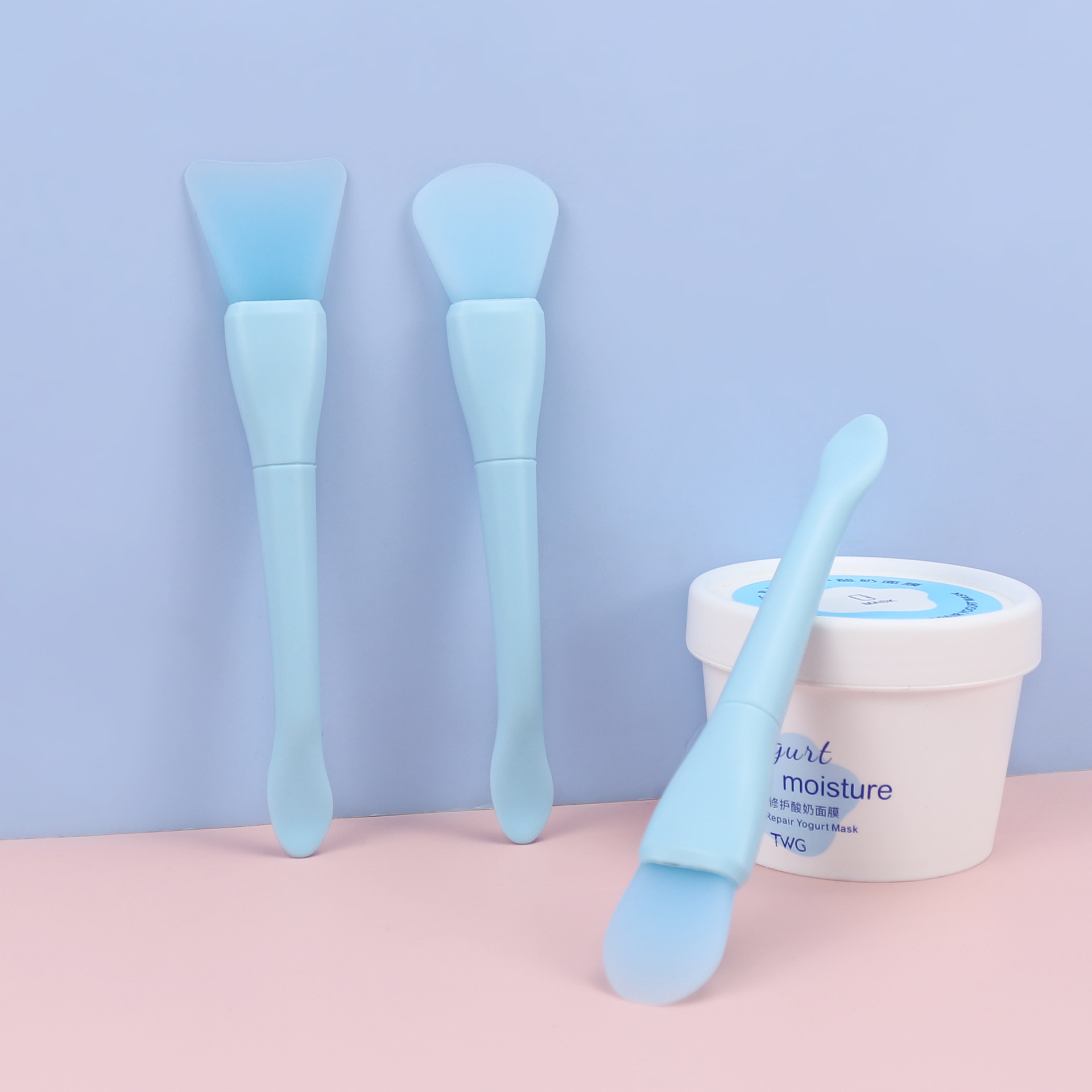 Cepillo de máscara de doble cabeza de cola de pez ajusta la película, excavación y aplicación de máscara, cepillo especial de película de barro y cepillo de máscara de silicona